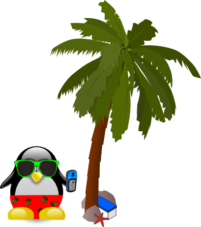 Tux and palm tree